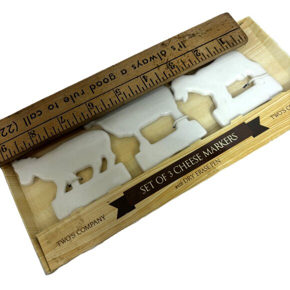 Two’s Company Set of Three Food Safe Dry/erase Ceramic Cheese Buffet Marker’s - Picture 4 of 8